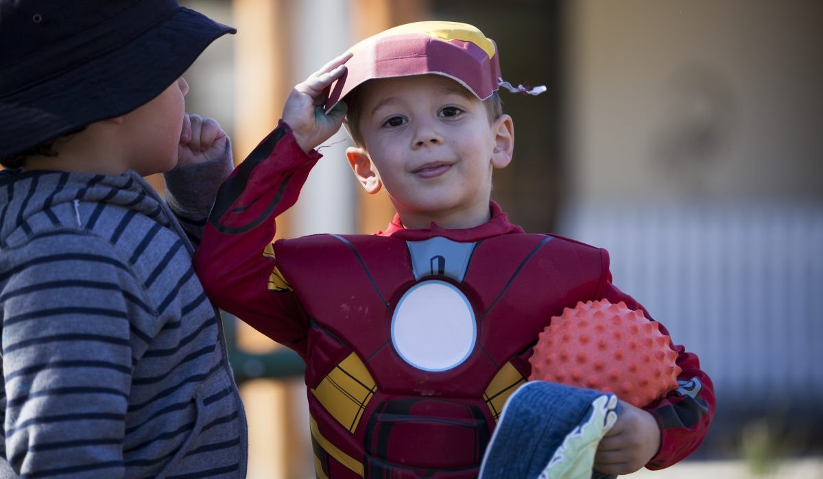 Image of young boy dressed as Iron Man