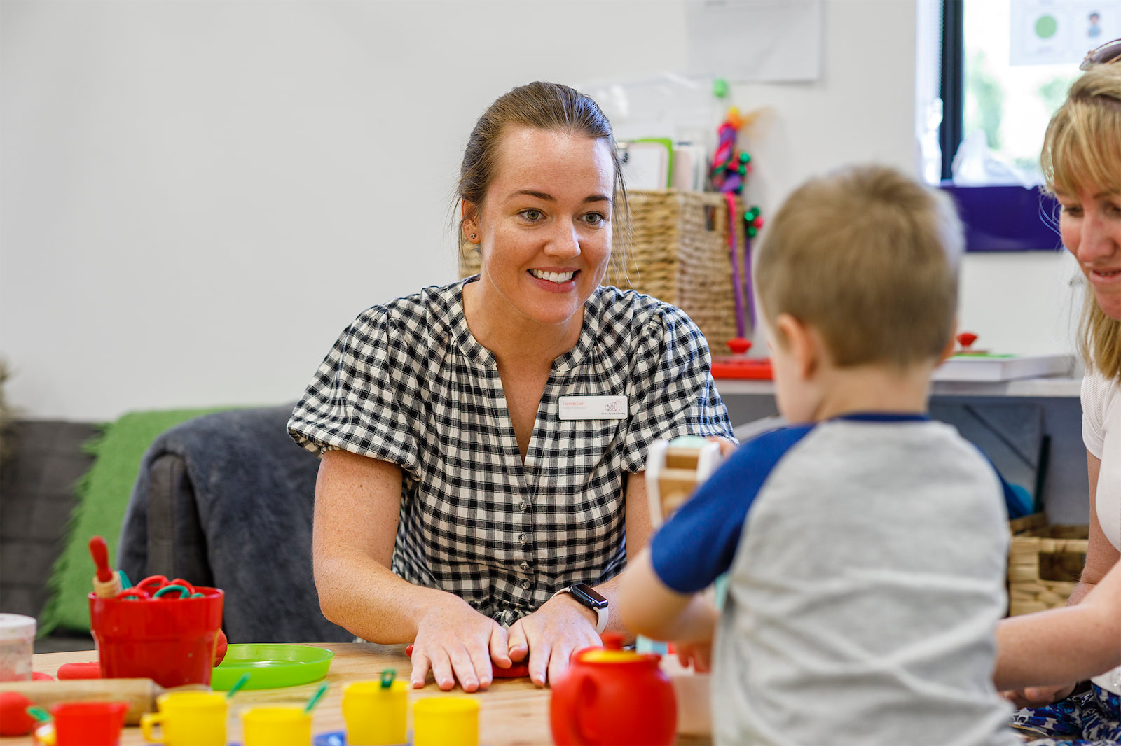 A play-based speech and hearing session.