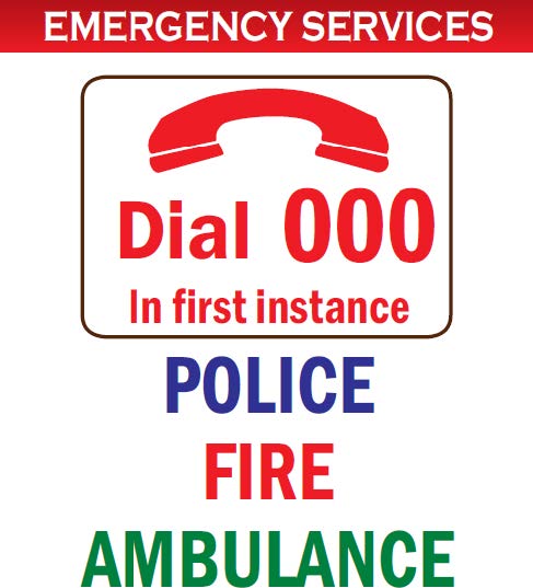 Emergency Services Icon, Dial 000 for Police, Fire, Ambulance